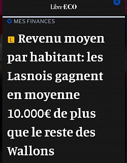 Revenu moyen/ habitant le + élevé de Wallonie . 22/07/2024