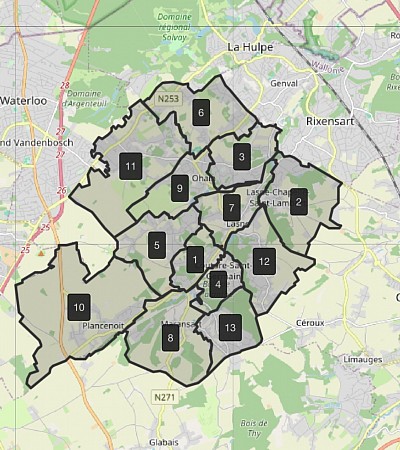 La répartition des anciennes communes et hameaux importants